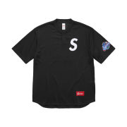 25ss supreme S Logo Baseball Henley 黒 Rhinestone Stripe Baseball Jersey | Supreme 22ss