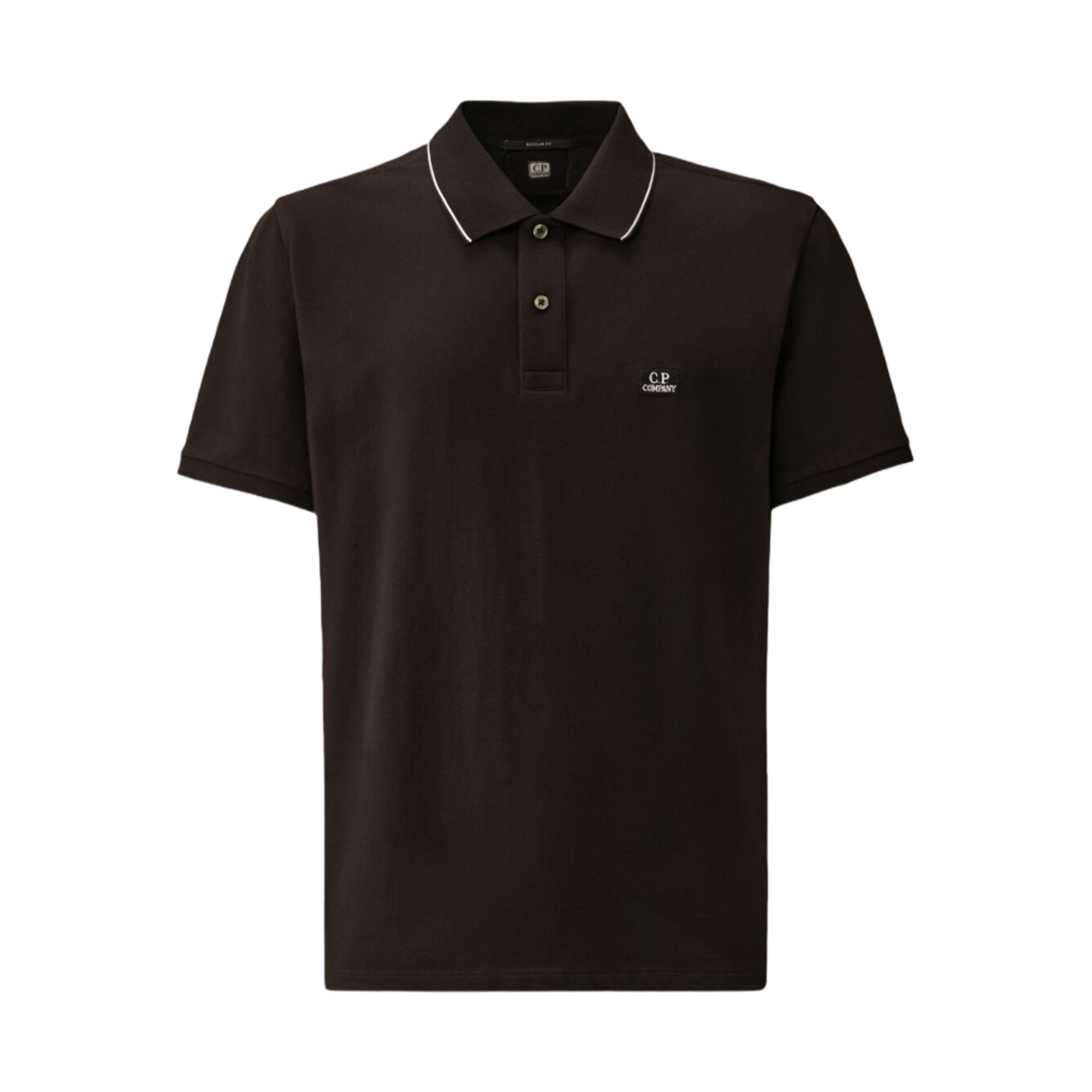 C.P. 컴퍼니 스트레치 피케 투 버튼 로고 폴로 셔츠 블랙 - 25SS(C.P. Company Stretch Piquet Two Button Logo Polo Shirt Black - 25SS)