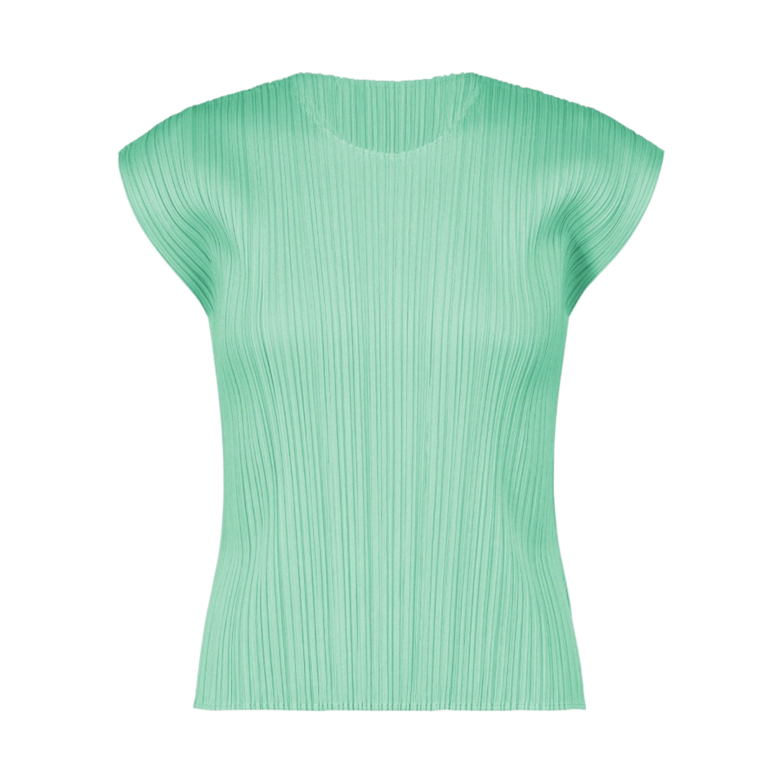 (W) 플리츠 플리즈 이세이 미야케 MC 준 프렌치 슬리브 탑 터콰이즈 그린((W) Pleats Please Issey Miyake MC June French Sleeve Top Turquoise Green) - 1