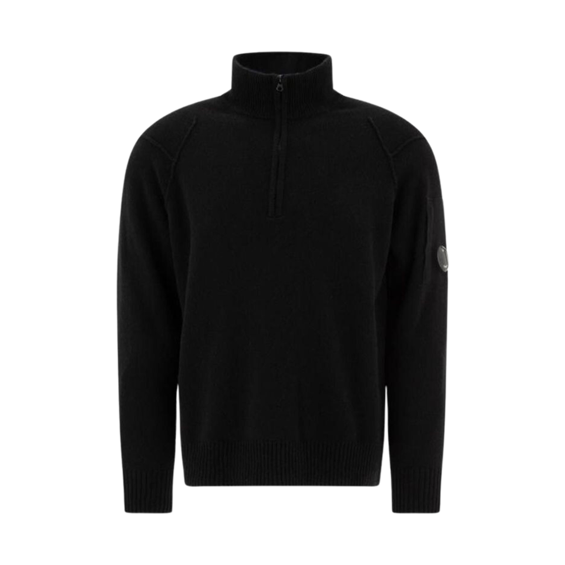 C.P. 컴퍼니 하프 지퍼 렌즈 디테일 스웨터 블랙 - 24FW(C.P. Company Half Zipped Sweater With Lens Detail Black - 24FW)