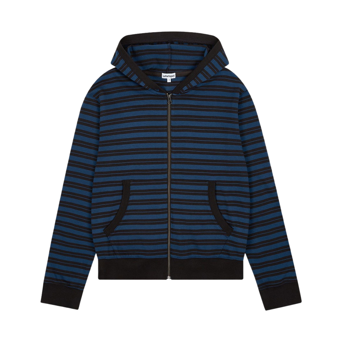 사파리스팟 스트라이프 후디 짚업 네이비(Safarispot Stripe Hoodie Zipup Navy Black)