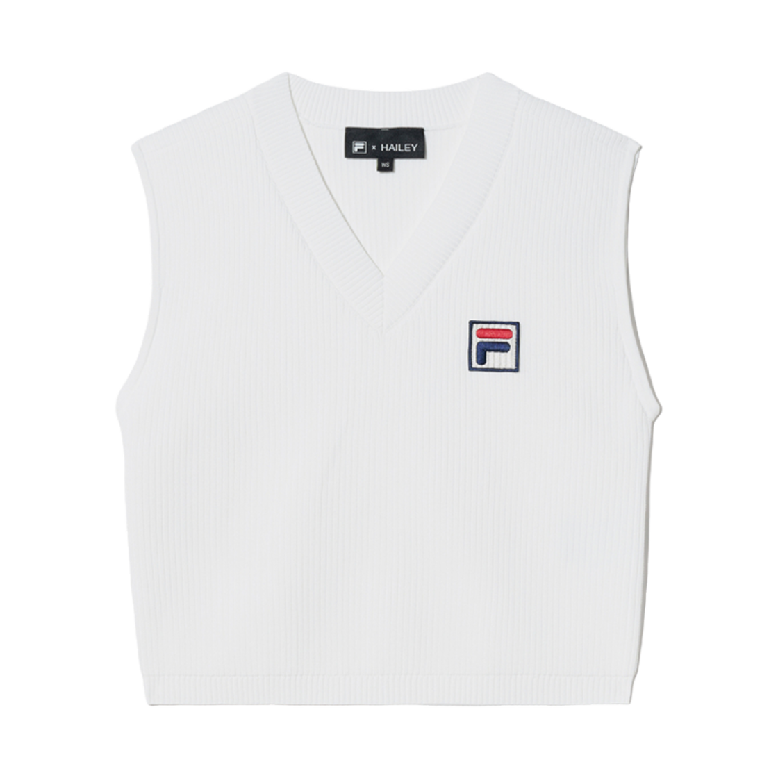 1100FS2VTH2H91FWHI [6% 적립] FILA Hailey Bieber V-Neck Knit Vest White
