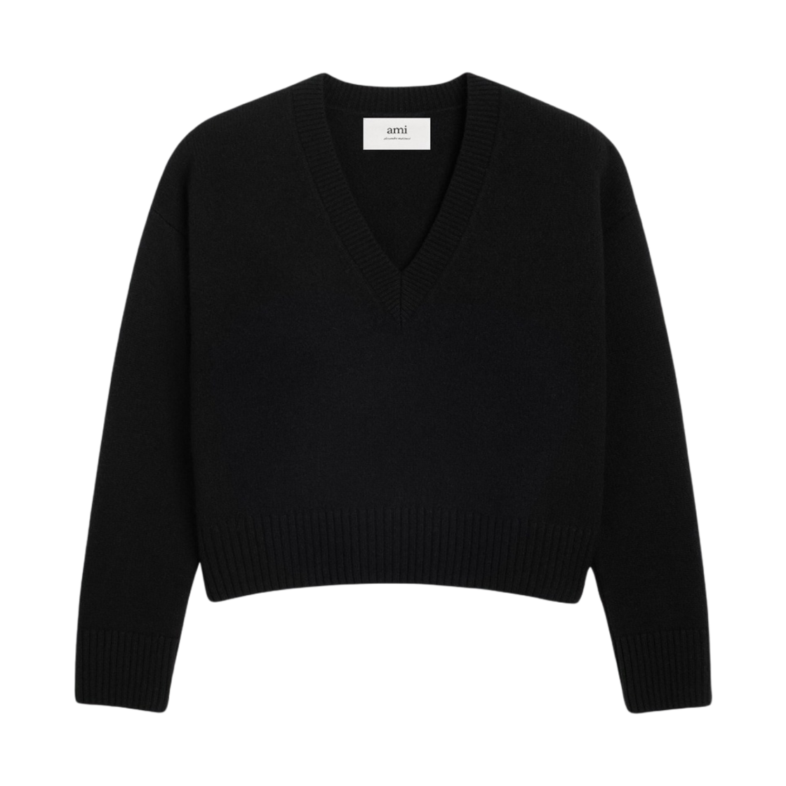 UKS234-KN0028-001 AMI Cropped V-Neck Sweater Black