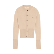 (W) Maison Kitsune Baby Fox Patch R-Neck Fitted Cardigan Beige