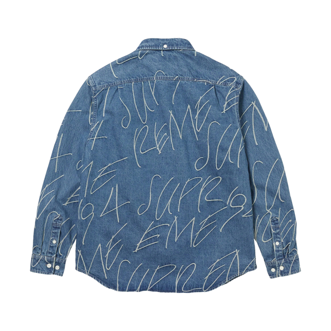 슈프림 핸드라이팅 자카드 데님 셔츠 워시드 인디고 - 23FW(Supreme Handwriting Jacquard Denim Shirt Washed Indigo - 23FW) - 2