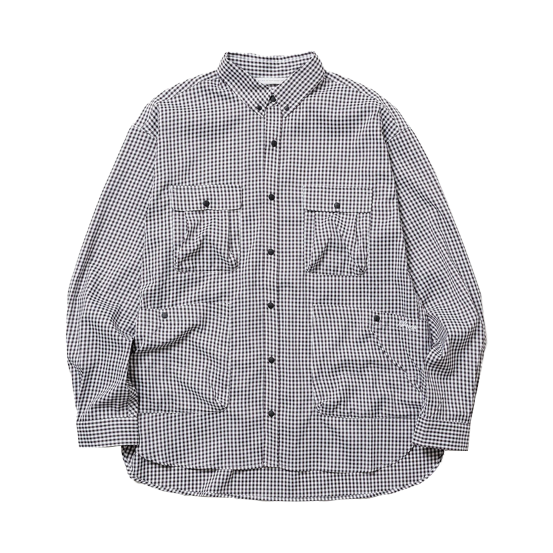 KM5BSHLNG10BK Nanga Gingham Check Camp Shirt Black - 25SS