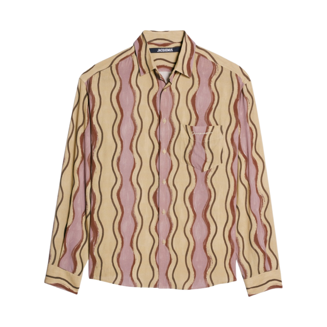 자크뮈스 라 슈미즈 사이먼 데저트 웨이브 셔츠 프린트 브라운 웨이브 스트라이프(Jacquemus La Chemise Simon Desert Waves Shirt Print Brown Waves Stripe) - 1
