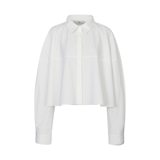 DQ2WB007 Leha Women Caro Flared Cotton Shirts White