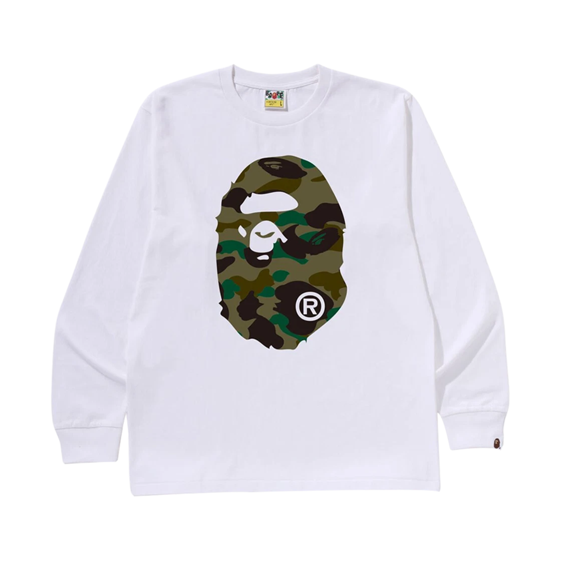 BAPE BAPE 1st Camo Big Ape Head L/S T-Shirt White Green · M