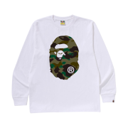 BAPE 1st Camo Big Ape Head L/S T-Shirt White Green