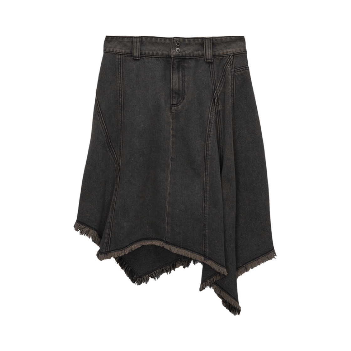 (W) 마뗑킴 언밸런스 데님 스커트 브라운