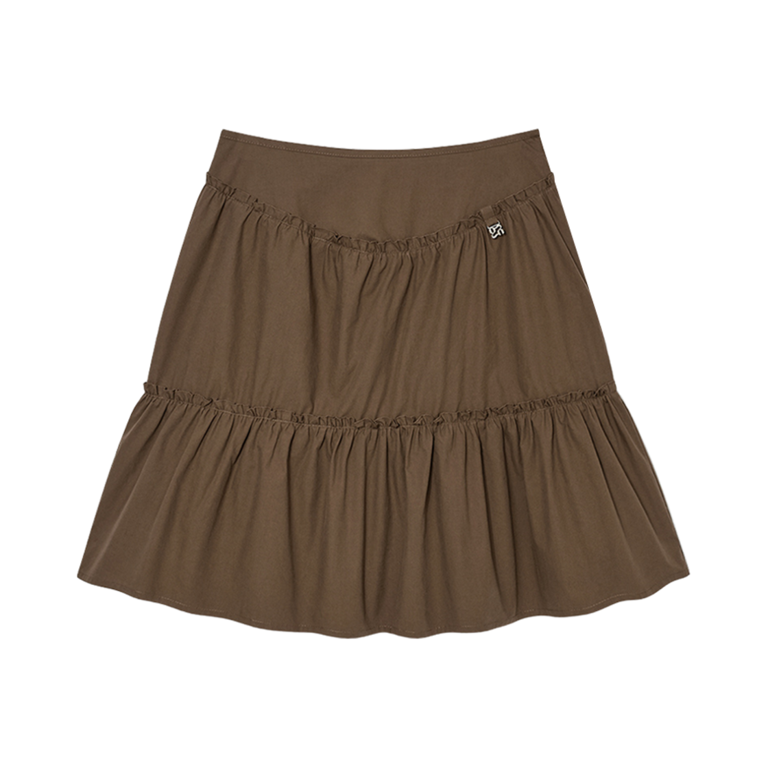 (W) 글로니 티아 더블 레이어드 러플 스커트 브라운