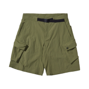 KALA PATTHAR Nylon Belted Cargo Shorts Olive Khaki