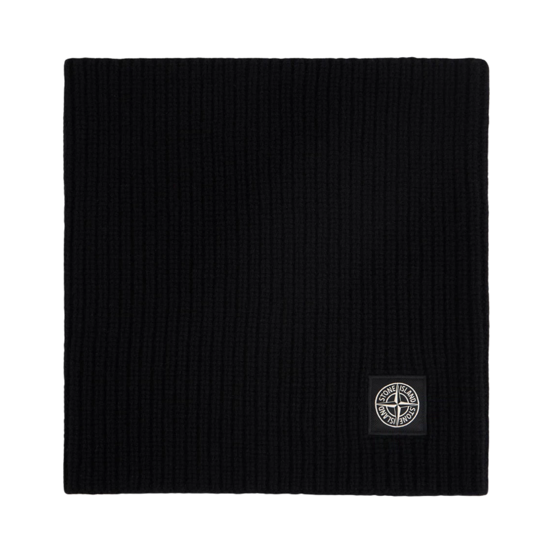 K2S15N2000-02S00N6-V0029 Stone Island N200002 Fisherman's Rib RWS Wool Cashmere Neck Warmer with Fisherman's Rib and Compass Patch Black - 25FW