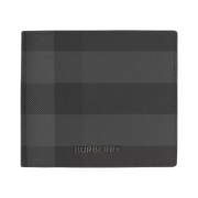 Burberry Check and Leather Bifold Wallet Charcoal