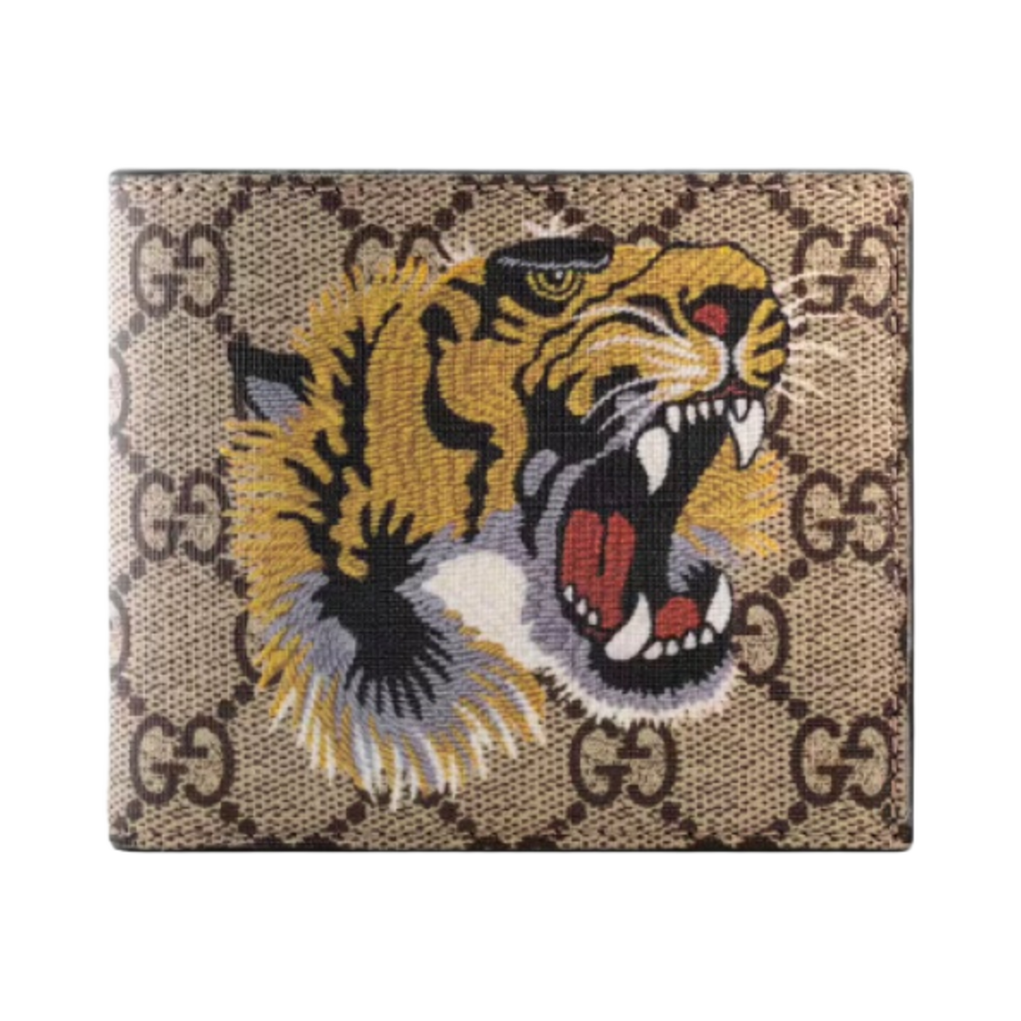 451268-K5Z1N-8666 Gucci Tiger Print Wallet GG Supreme Beige Ebony