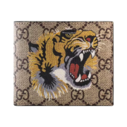 Gucci Tiger Print Wallet GG Supreme Beige Ebony