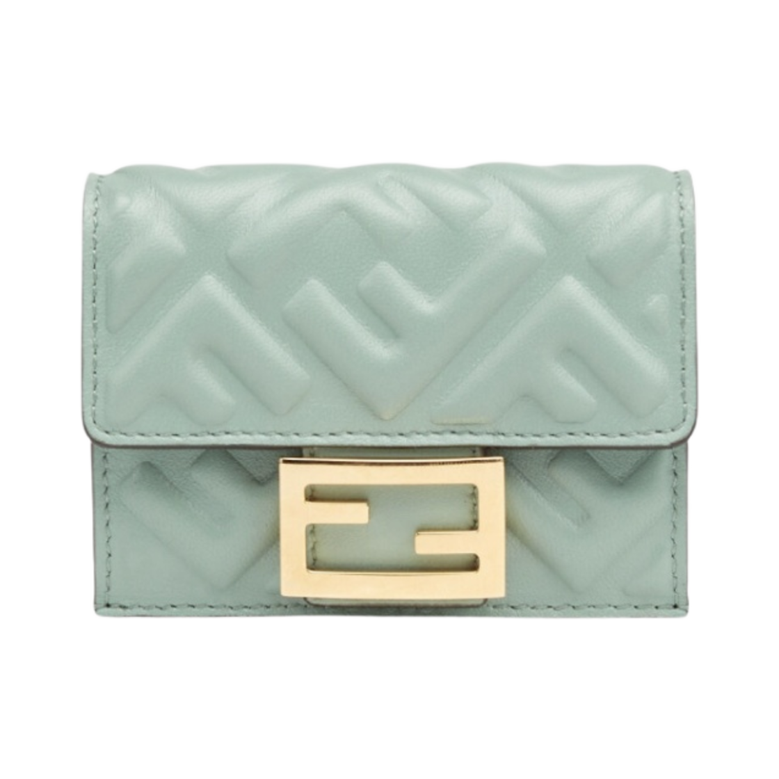 8M0395AAJDF03HW Fendi Baguette Micro Tri-Fold Wallet Mint Green - 대표 이미지 #1