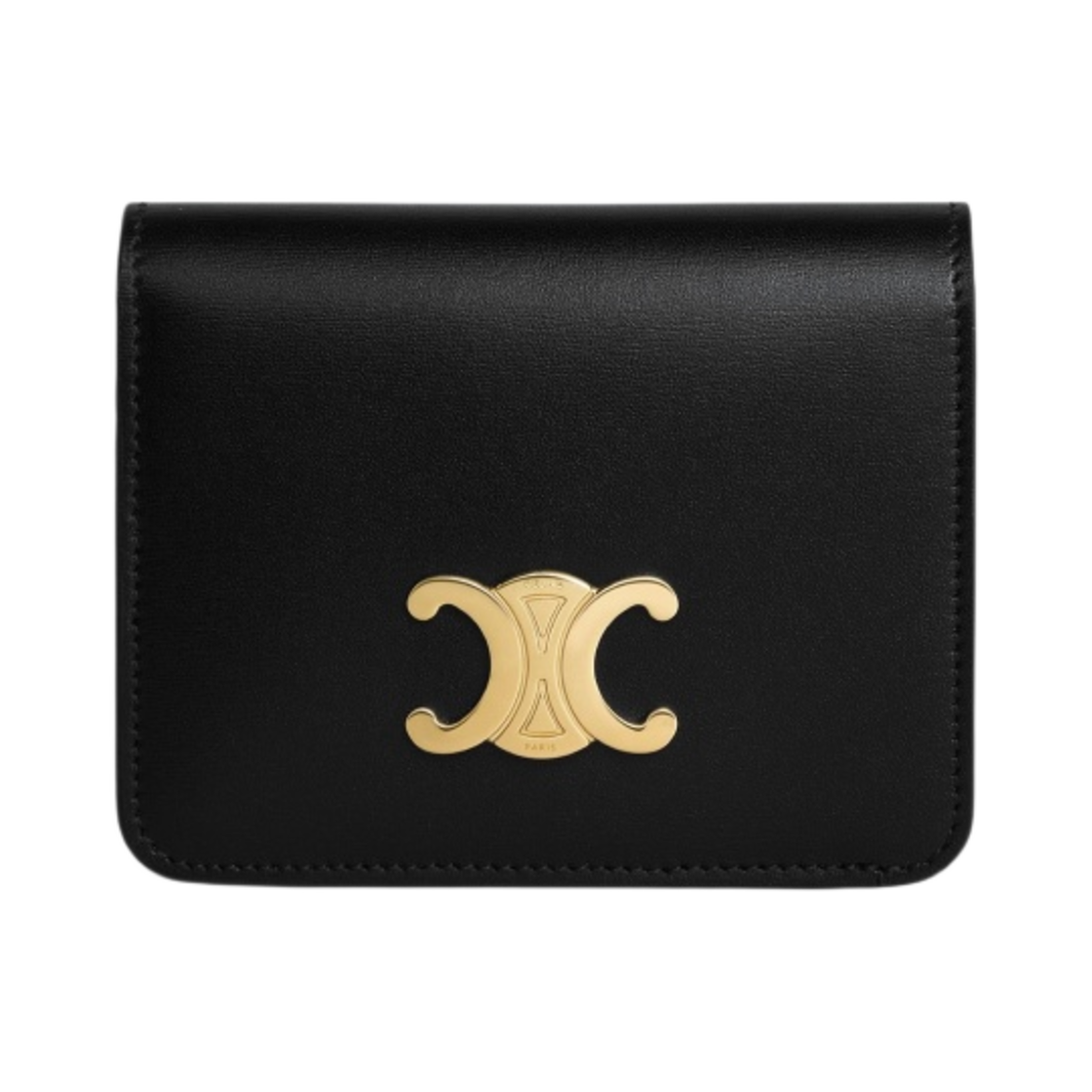 셀린느 샤이니 카프스킨 트리옹프 컴팩트 월렛 블랙(Celine Triomphe Compact Wallet in Shiny Calfskin Black)