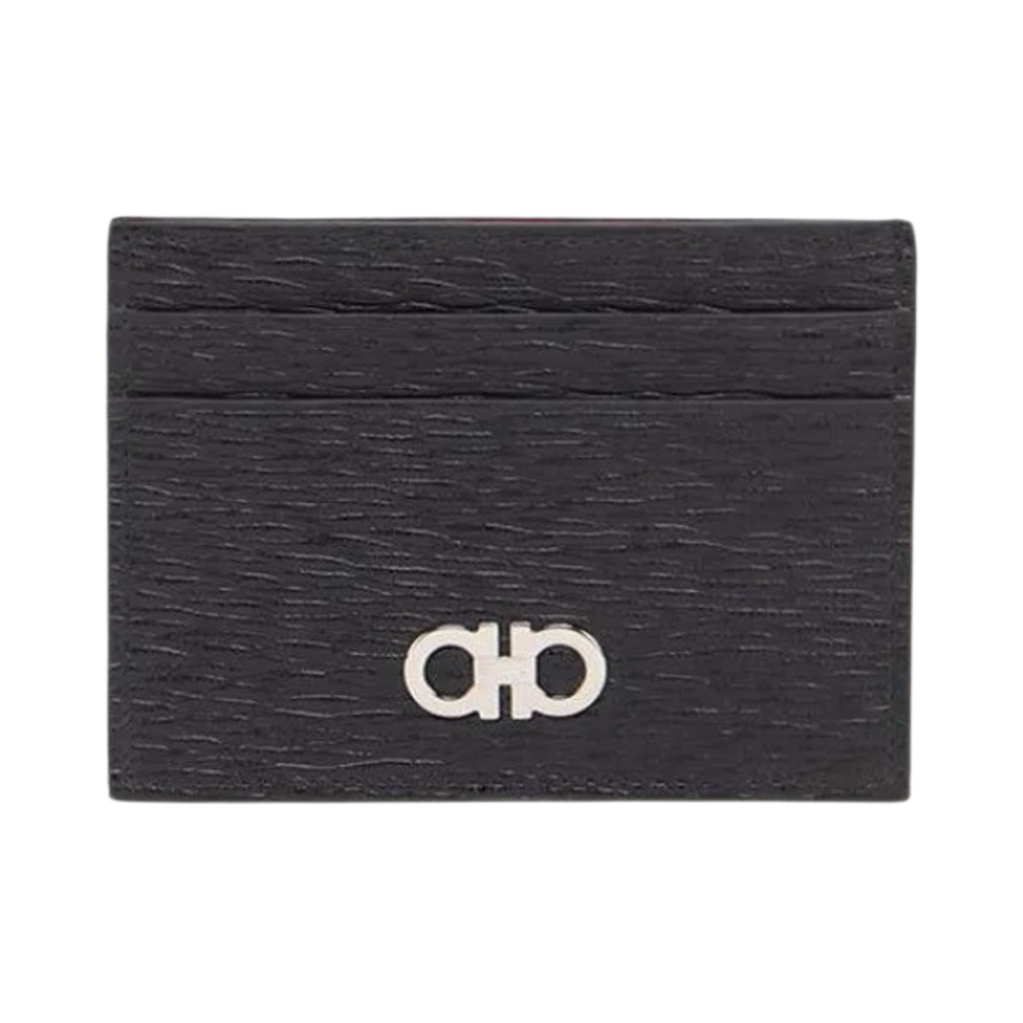 페라가모 간치니 크레딧 카드 홀더 블랙 페라가모 레드(Ferragamo Gancini Credit Card Holder Black Ferragamo Red)