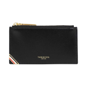Thom Browne Box Calf Leather RWB Enamel Corner Zipped Card Holder Black
