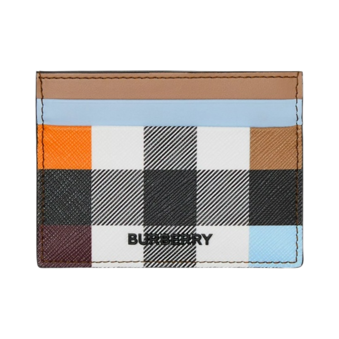 버버리 컬러 블록 체크 레더 카드 케이스 다크 버치 브라운(Burberry Colour Block Check and Leather Card Case Dark Birch Brown) - 1