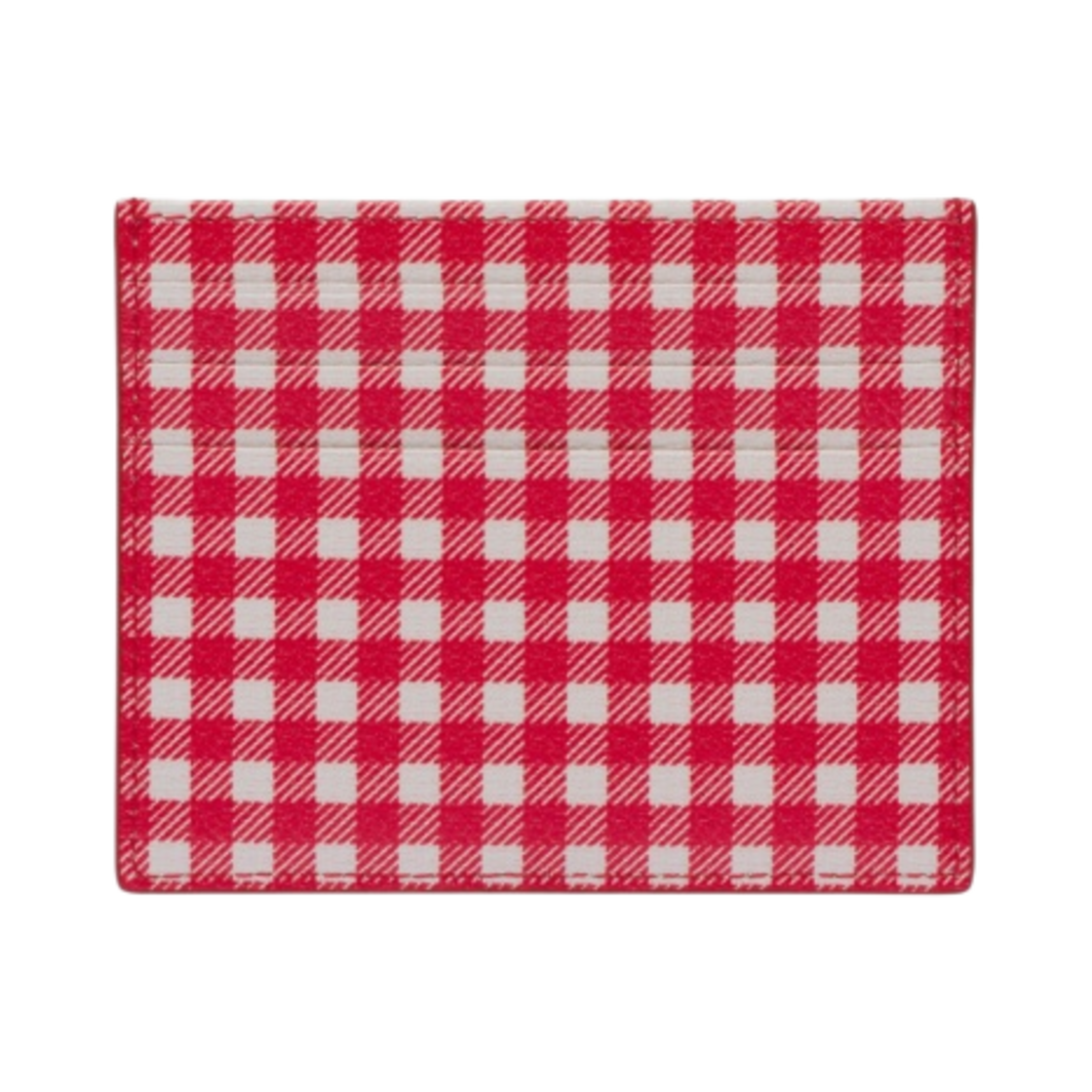 미우 미우 프린트 마드라스 가죽 카드 홀더 레드 화이트(Miu Miu Printed Madras Leather Card Holder Red White) - 2