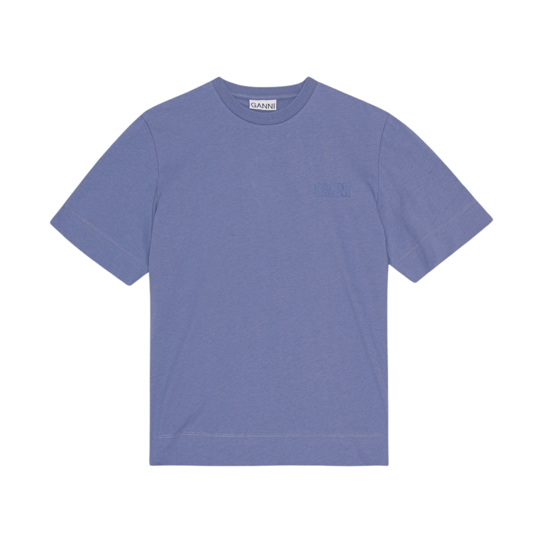 (W) 가니 오넥 티셔츠 그레이 블루((W) Ganni O-Neck T-Shirt Grey Blue) - 1