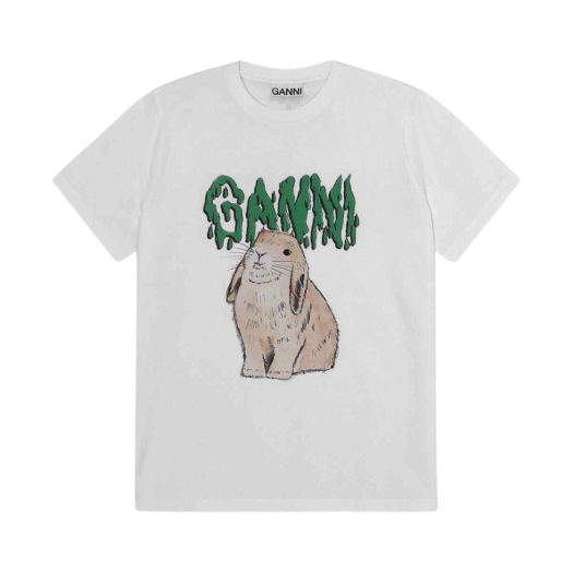 T2778-151 (W) Ganni Basic Cotton Jersey Bunny T-Shirt Bright White