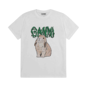 (W) Ganni Basic Cotton Jersey Bunny T-Shirt Bright White