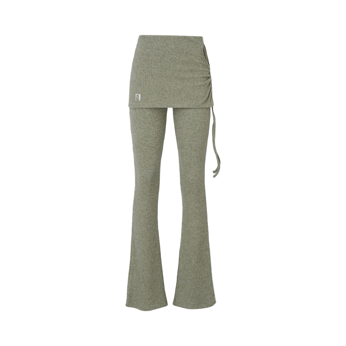25SPRINGPT01_02 Newalrin Shirring skirt boots cut pants Green