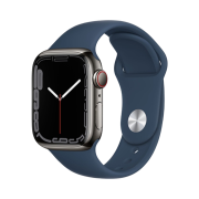 Apple Watch Series 7 41mm Cellular Graphite Stainless Steel Case with Sports Band Abyss Blue (Korean Ver.)