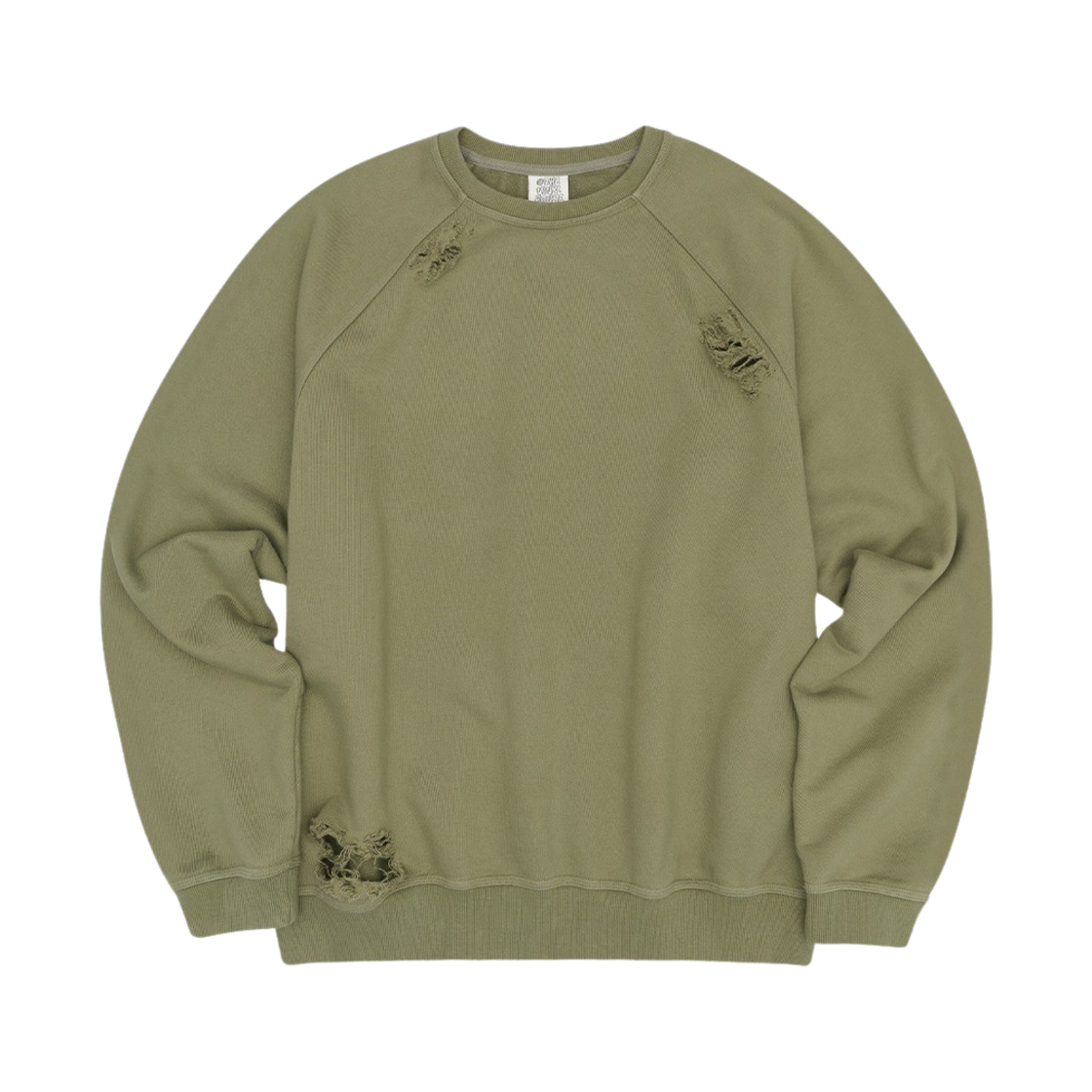 더바이닐하우스 디스트레스드 스웨트셔츠 카키(Thevinylhouse Distressed Sweatshirt Khaki) - 1