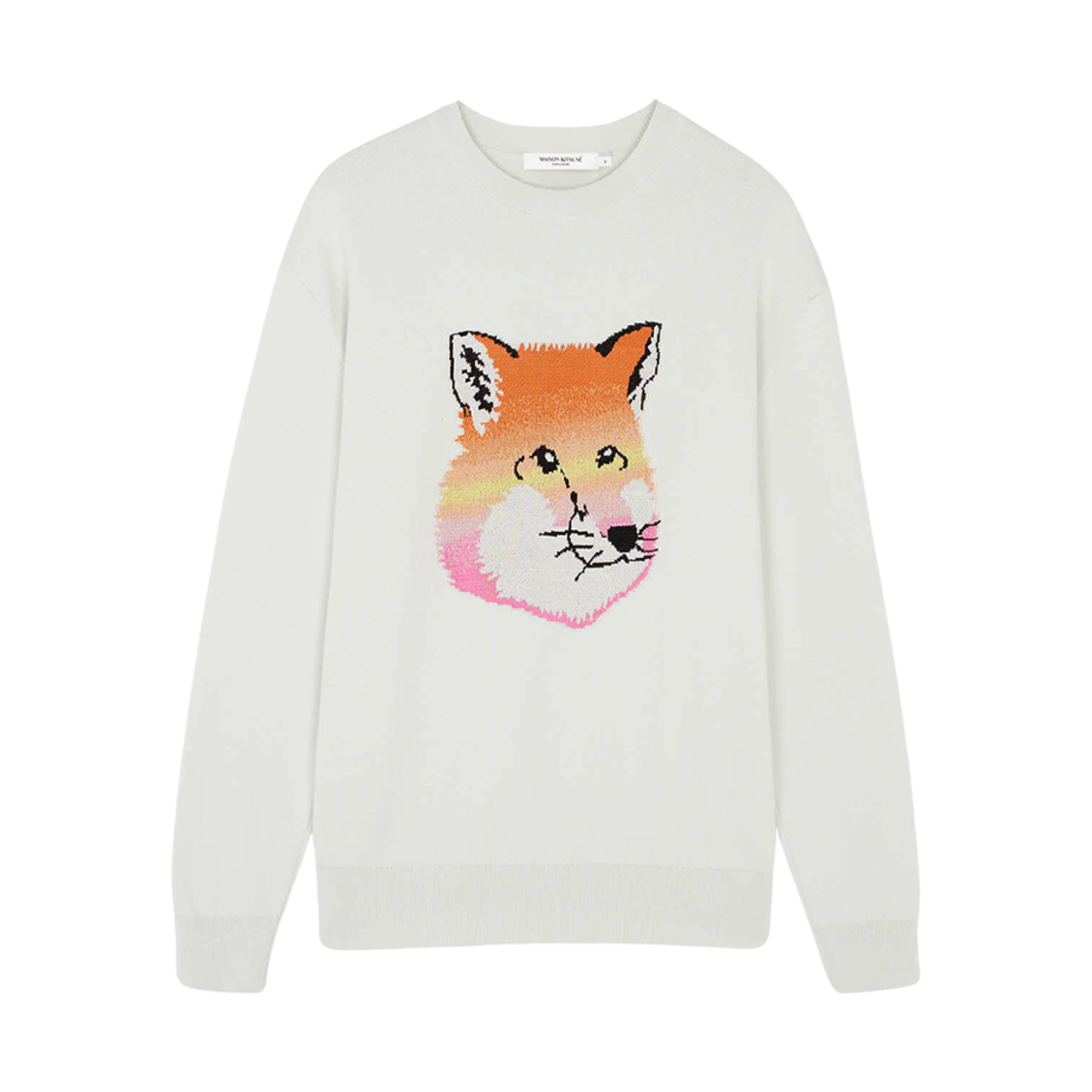 KM00517KT1078-P429 Maison Kitsune Vibrant Fox Head Intarsia Comfort Pullover Blue Haze