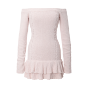 (W) Threetimes Cable Off-Shoulder Dress Pink