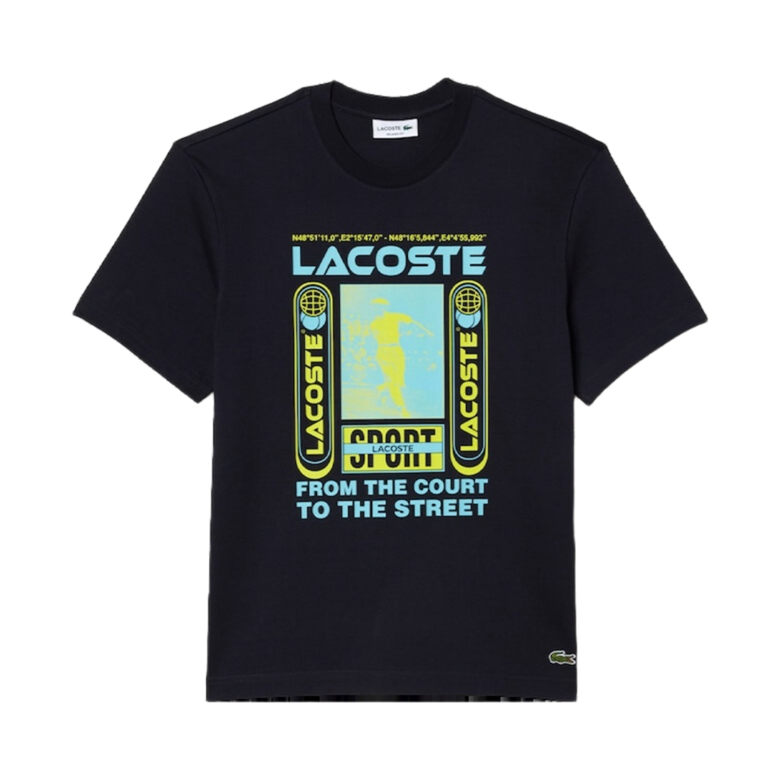 라코스테 액티브 르네 프린트 헤비 저지 티셔츠 네이비 블루(Lacoste Active Rene Print Heavy Jersey T-Shirt Navy Blue) - 1