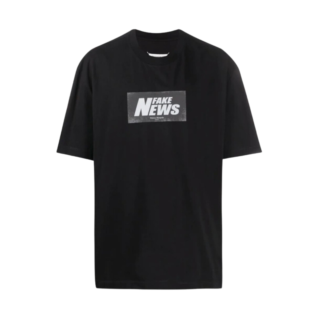 S30GC0705S22816900 MM6 Maison Margiela Fake News Logo T-Shirt Black