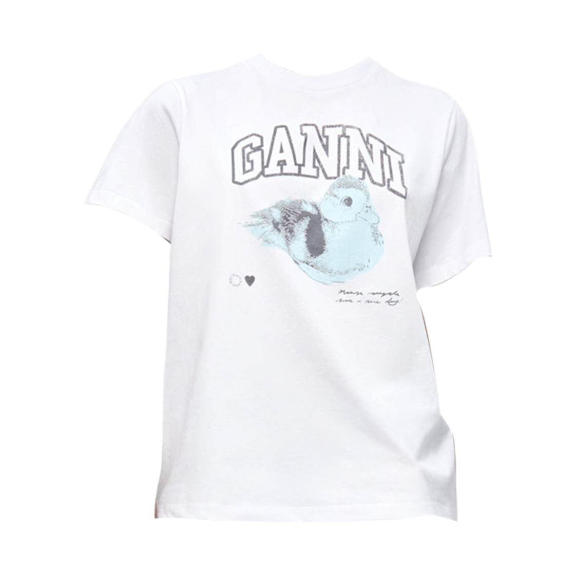 가니 베이직 저지 더키 릴렉스드 티셔츠 브라이트 화이트(Ganni Basic Jersey Duckie Relaxed T-Shirt Bright White)