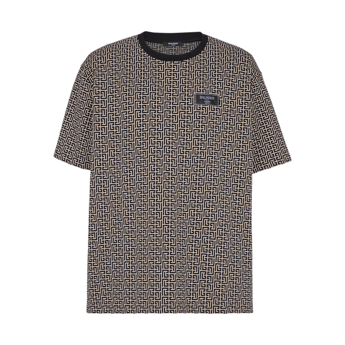 EH1EG010BC90GFE Balmain PB Labyrinth Jacquard T-Shirt Black