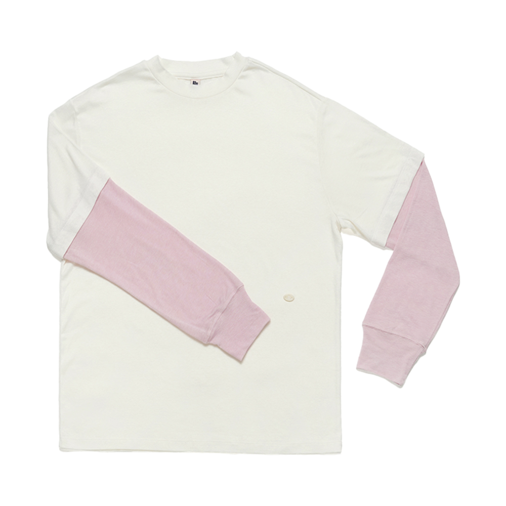 LLL90C-LTS-IWH009F LLL Design Studio Wool Tencel Layered Long-Sleeve Tee Ivory White