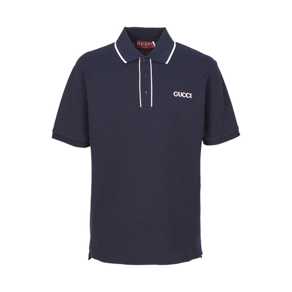 806250-XJG3G-4003 Gucci Collar Short Sleeve T-Shirt Navy
