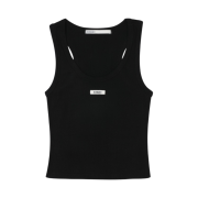 (W) Bohemian Seoul Basic Sleeveless Crop Top Black