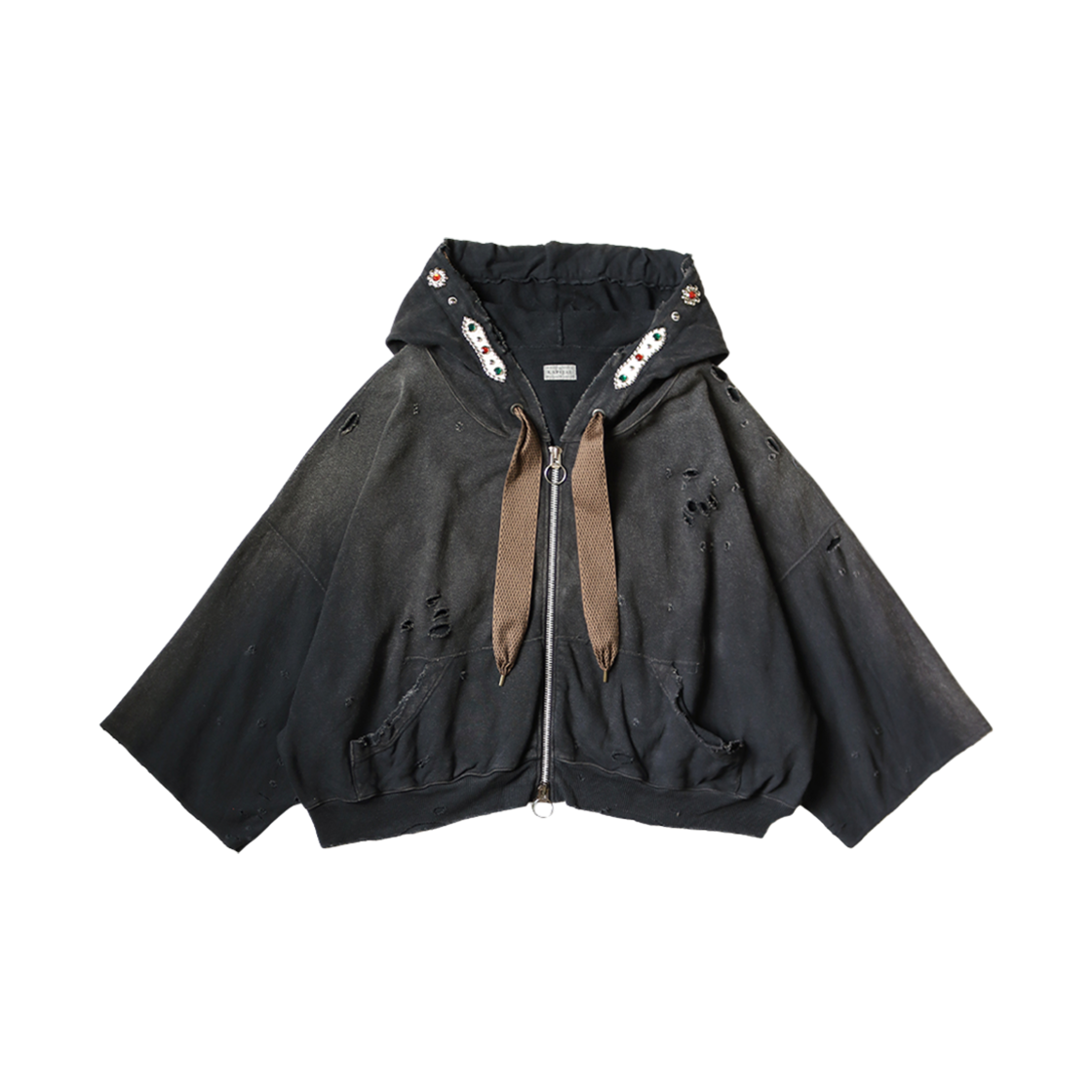 캐피탈 스릴러 데미지드 데빌 후드 블루종 스터드 리메이크 블랙(Kapital Thriller Damaged Devil Hooded Blouson Studs Remake Black) - 1