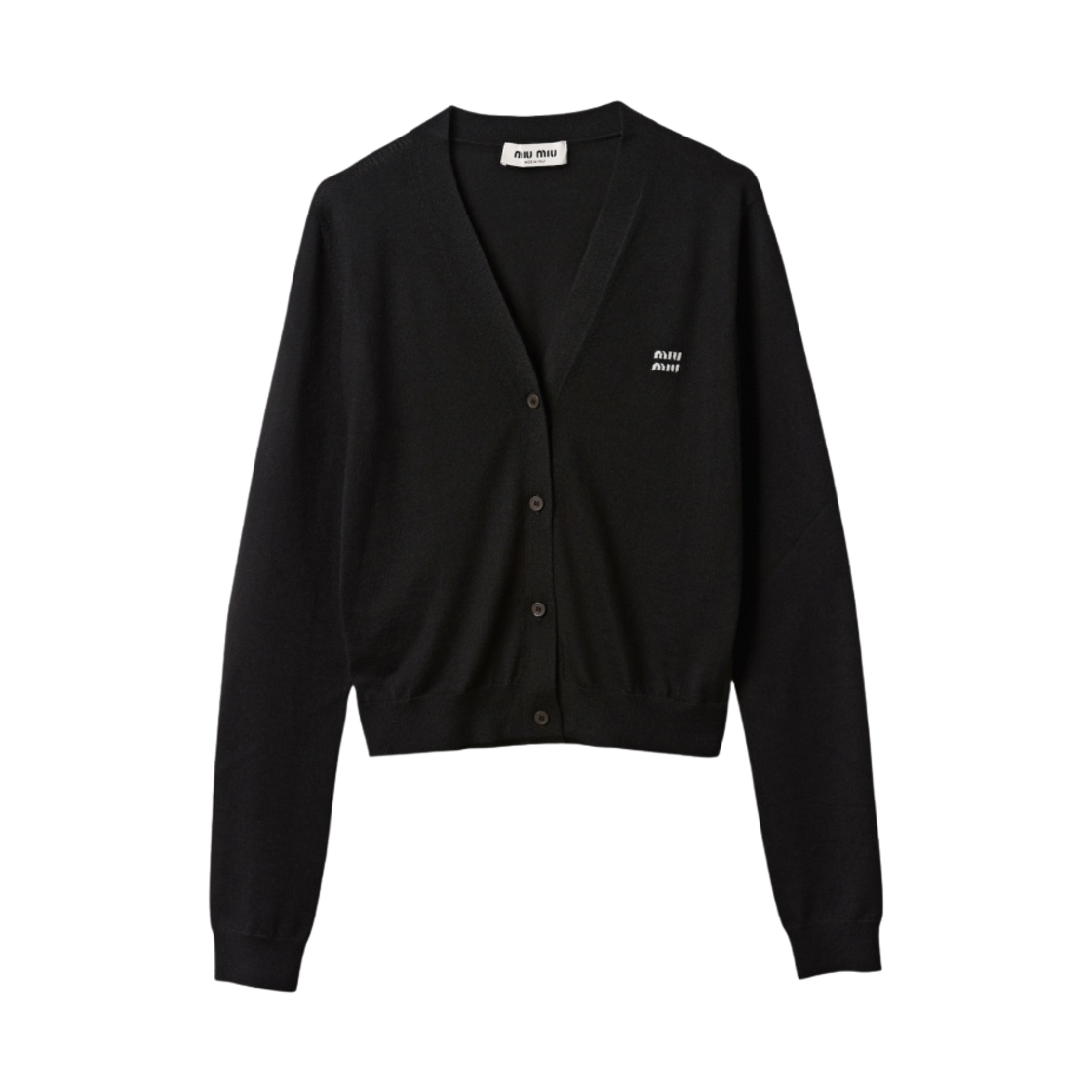 (W) 미우 미우 캐시미어 앤 실크 가디건 블랙((W) Miu Miu Cashmere and Silk Cardigan Black) - 1