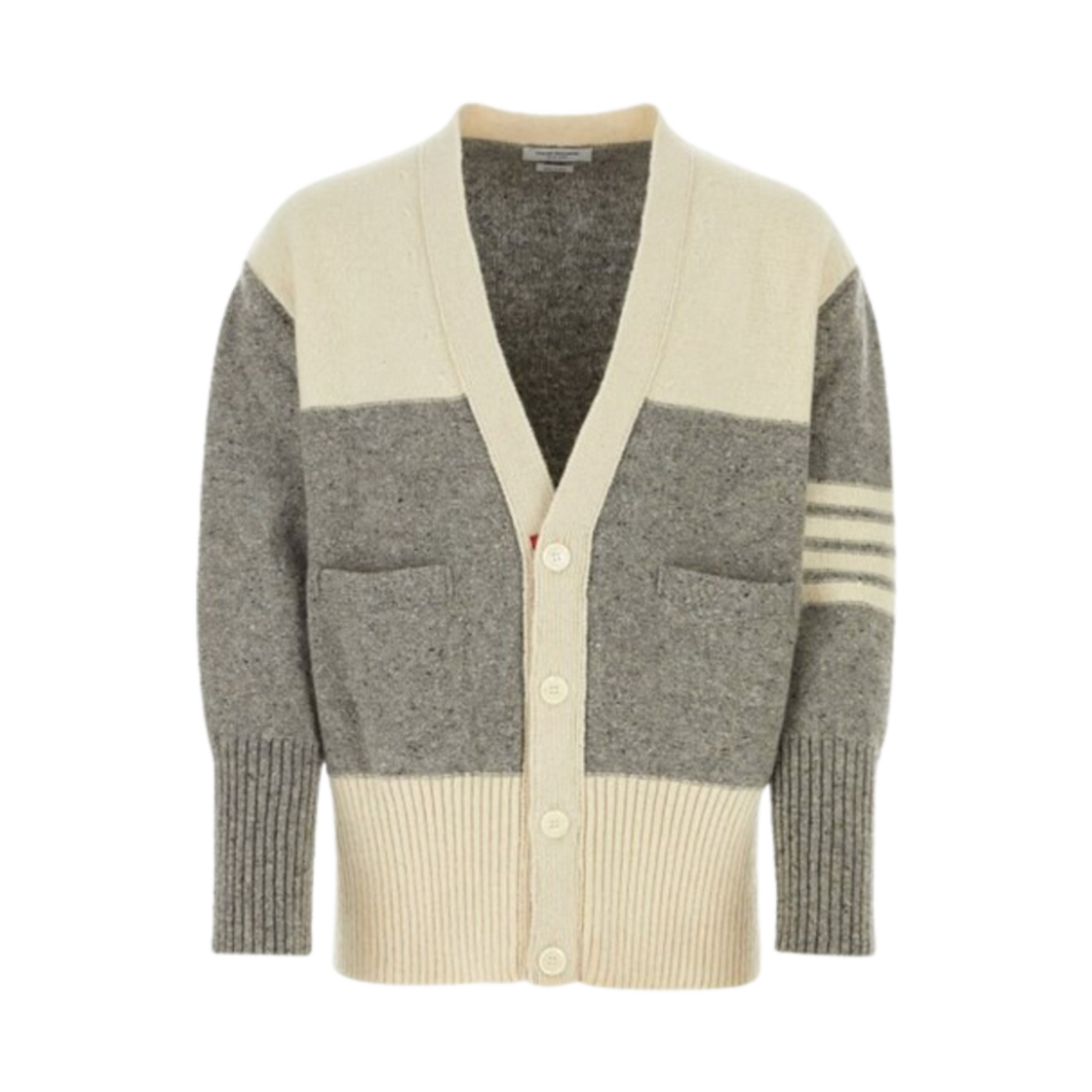 톰브라운 도네갈 저지 사선 오버사이즈 가디건 라이트 그레이(Thom Browne Donegal Jersey 4-Bar Oversized Cardigan Light Grey) - 1