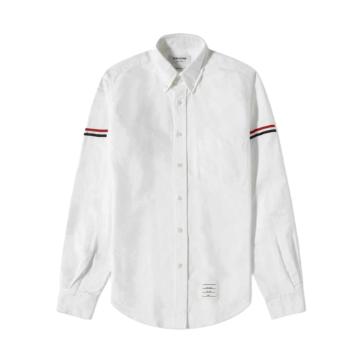 MWL150E-06177-100 Thom Browne Oxford Striped Grosgrain Armband Classic Shirt White