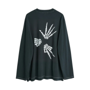 Our Legacy Box Stone Paper Scissors Print Long Sleeve T-Shirt Black White