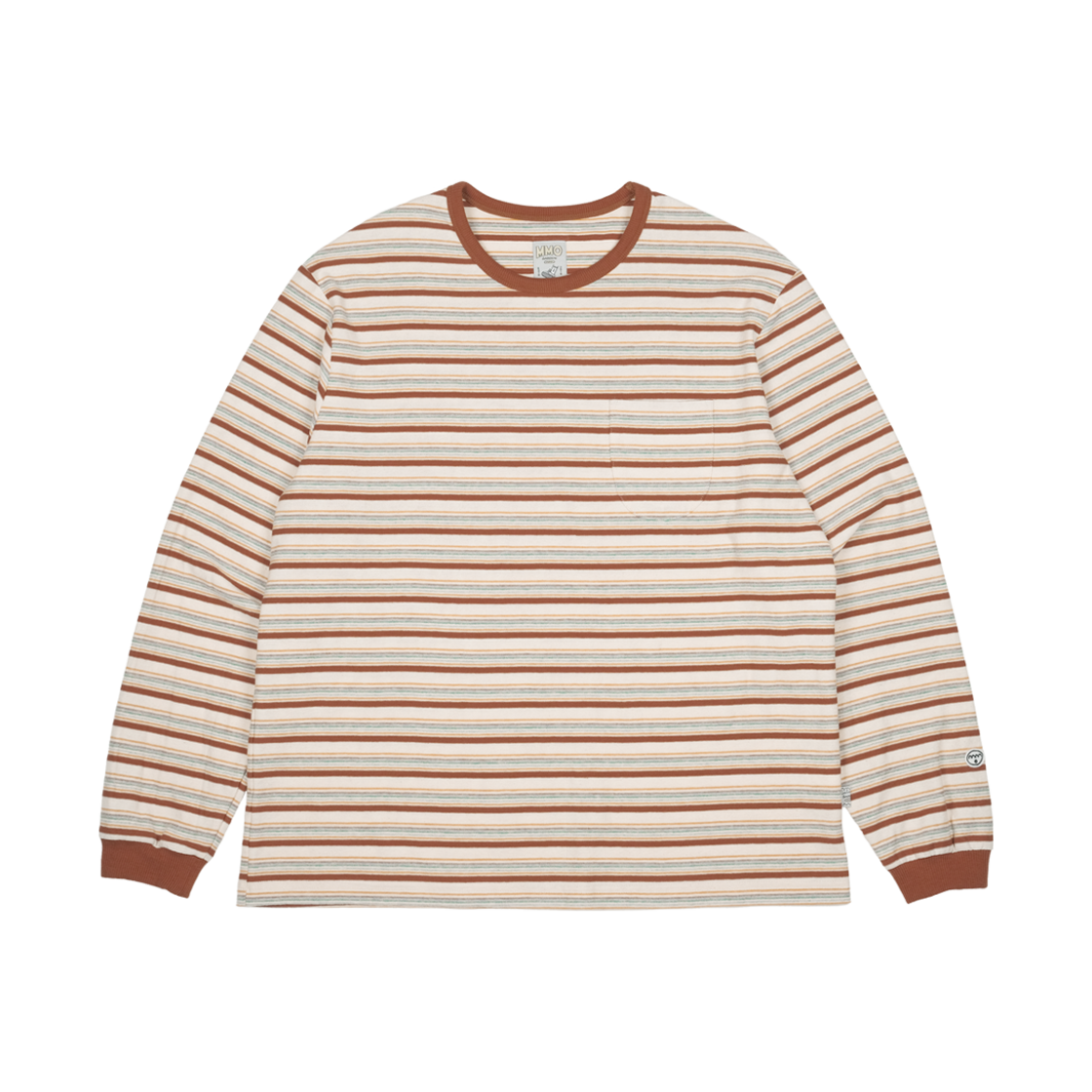 A-025 mmogarden Pocket Stripe L/S Tee Brown