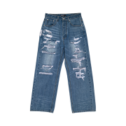 Sundayoffclub Thrashed & Repaired Selvage Denim Washed Blue