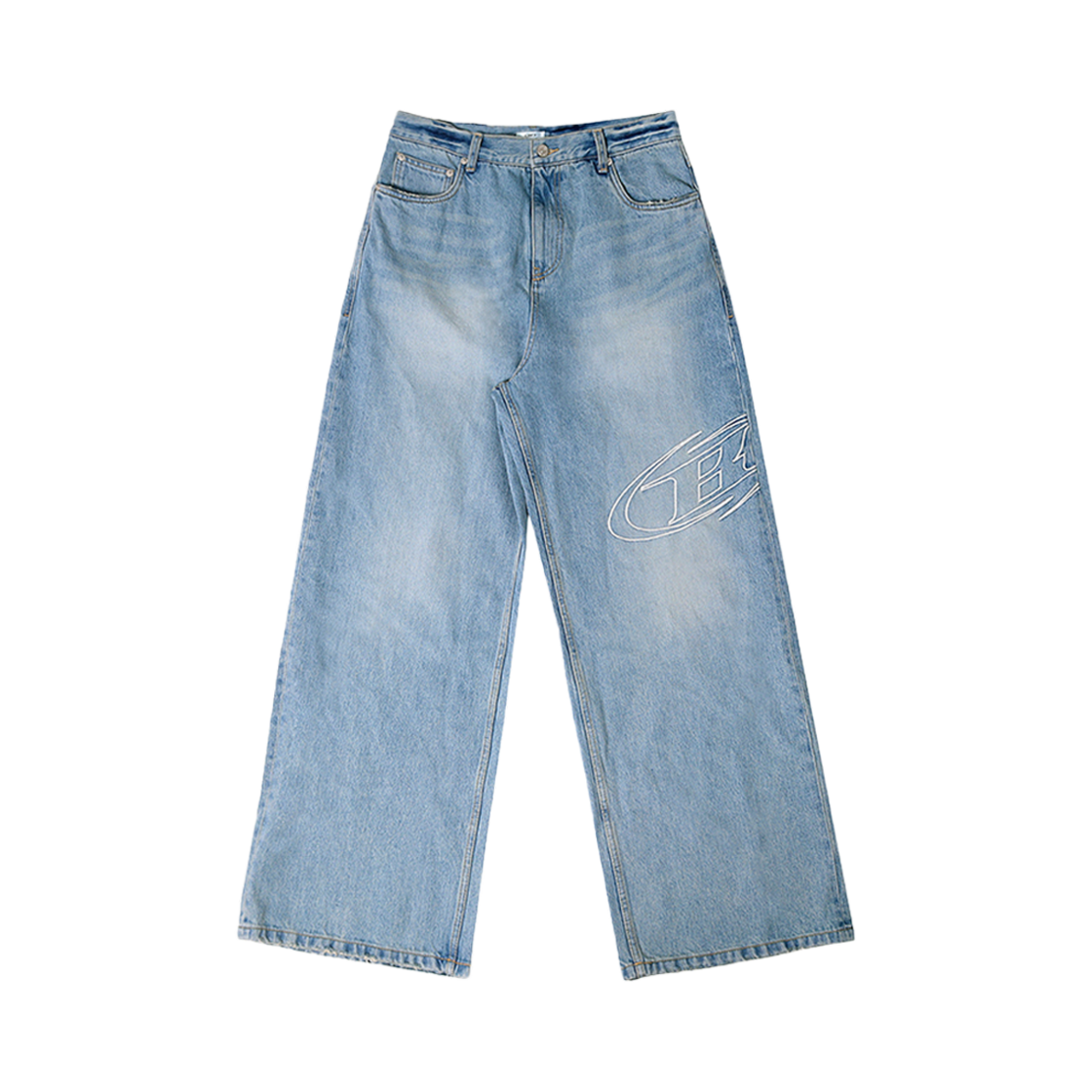 본투윈 스트로크 B 워시드 와이드 데님 팬츠 라이트 블루